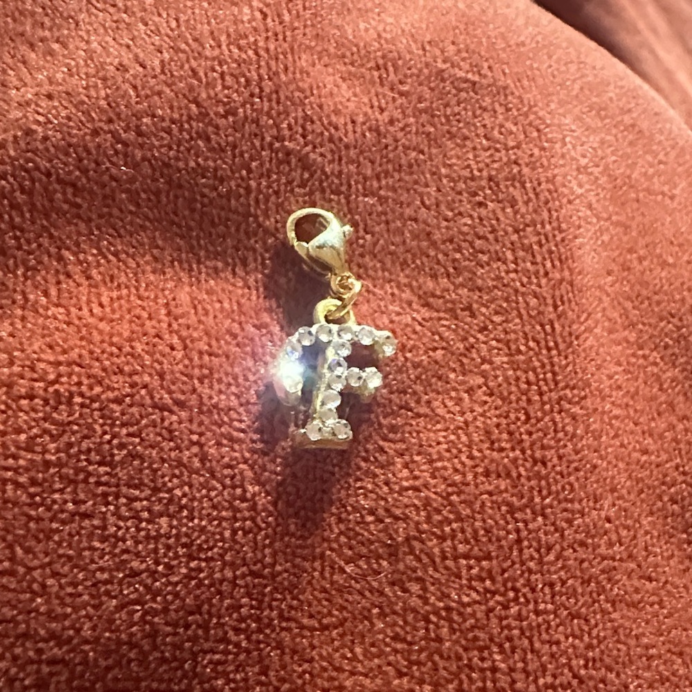 Swarovski Crystal and Gold Plated “F” Initial Charm with Clasp